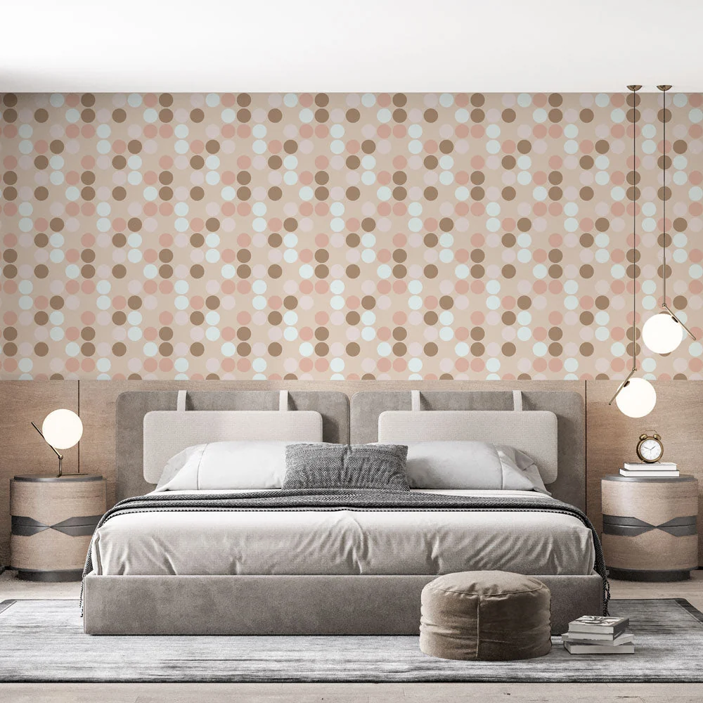 Mural Wallpaper pastel polka dots | Retro and soothing pattern