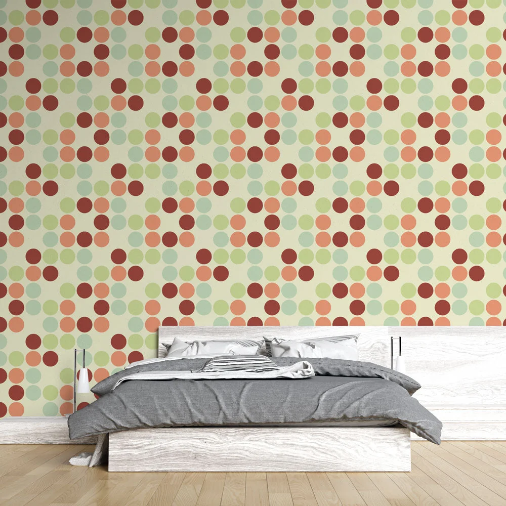 Mural Wallpaper polka dot patterns | Colorful vintage retro