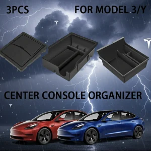 3PCS Organizatorski ladica za središnju konzolu prikladna za Tesla Model 3 / Y HRMREST Skriveni kocki za pohranu ladica Un...