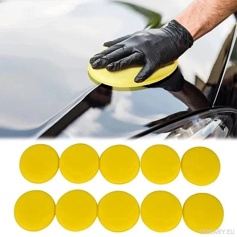 10pcs okrugli automobil vosak poljski vosak pjena spužva visoke gustoće jastučići za čišćenje spužva automatski detalj isp...