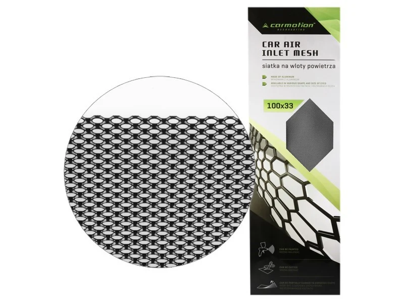 Aluminijska mrež za ventilaciju automobila, 2x4 mm, sać, dimenzije lima 100x33 cm, crna