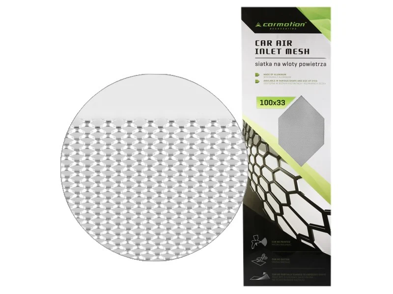 Aluminijska mrežica za ventilaciju automobila 2x4 mm, saćasta, ploč 100x33 cm, srebrna