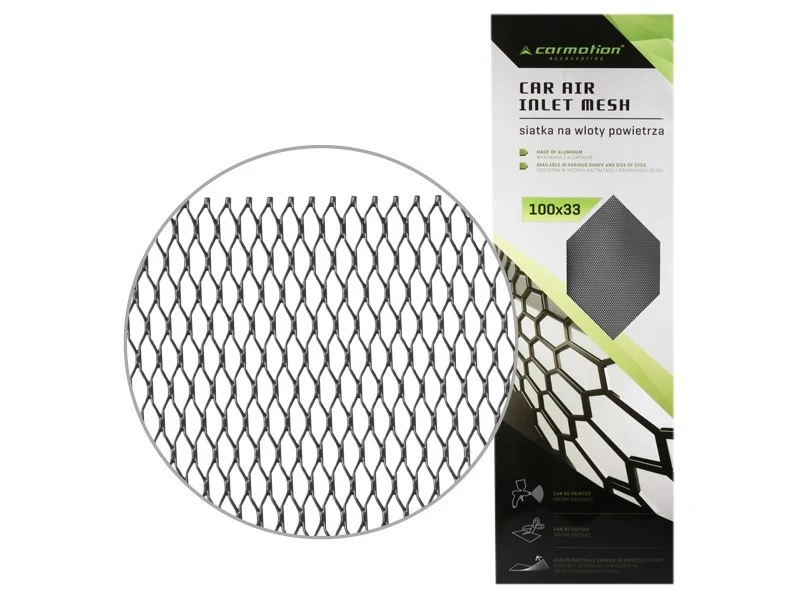 Aluminijska mrežica za ventilaciju automobila 8x25 mm, saćasta, ploč 100x33 cm, crna