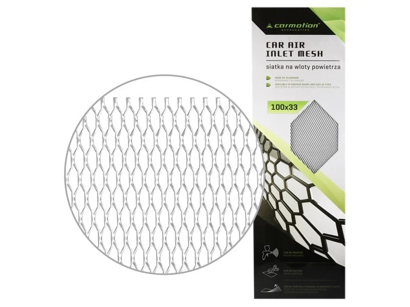 Aluminijska mrežica za ventilaciju automobila 8x25 mm, saćasta, ploč 100x33 cm, srebrna