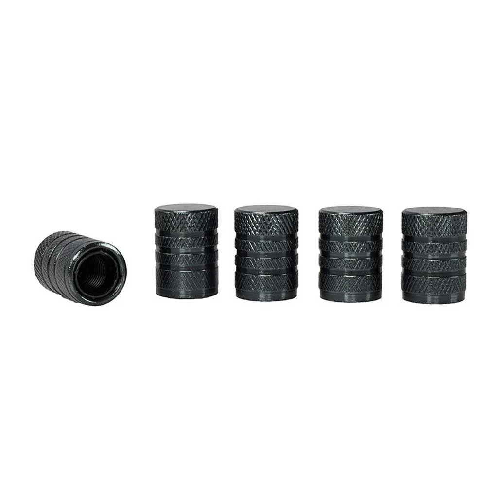 Aluminijske čepice ventila s plastičnim navojnim umetcima, 5 komada, boja topnička srebra