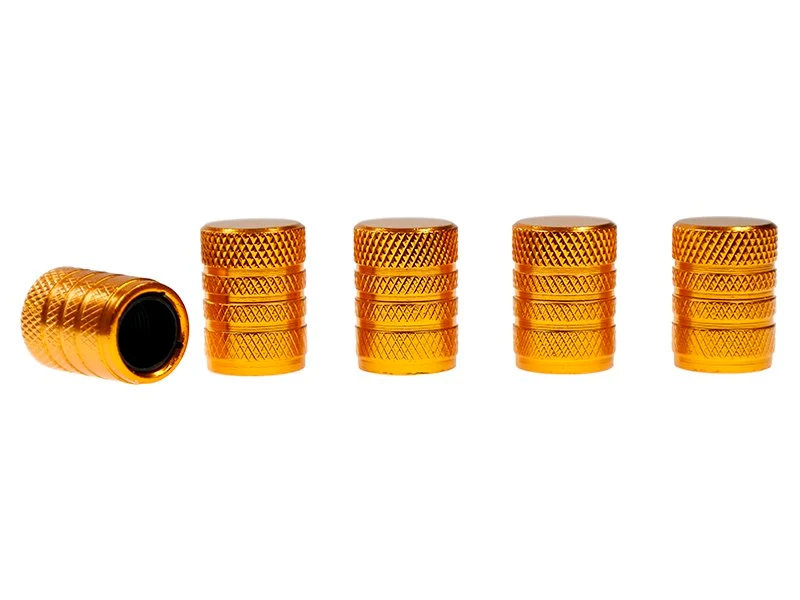 Aluminijske kapice ventila s plastičnim navojnim umetkom, 5 kom, zlatne