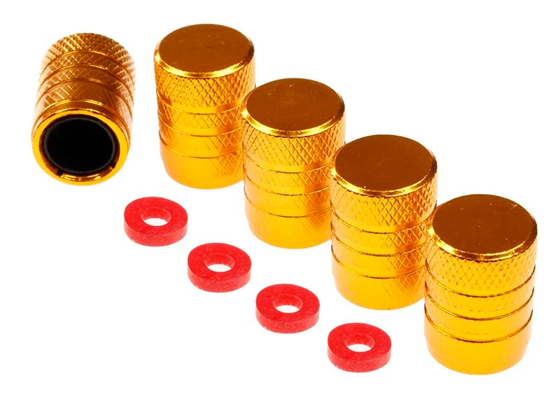 Aluminijske kapice ventila s plastičnim navojnim umetkom, 5 kom, zlatne