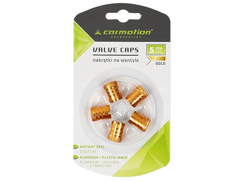 Aluminijske kapice ventila s plastičnim navojnim umetkom, 5 kom, zlatne