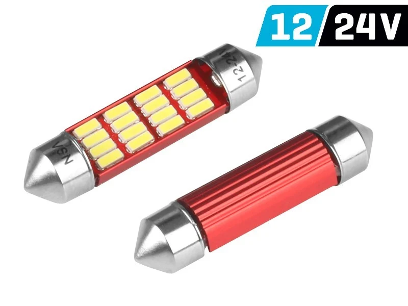 Žarulja VISION Festoon SV8.5 39 mm 12/24V 12x 4014 SMD LED, nepolarna, CANBUS, bijela, 2 kom