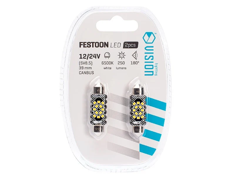 Žarulja VISION Festoon SV8.5 39 mm 12/24V 12x 2016 SMD LED, CANBUS, bijela, 2 kom