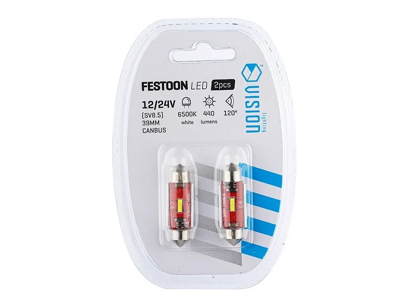 Žarulja VISION Festoon SV8.5 39 mm 12/24V 1x 1860 SMD LED, nepolarna, CANBUS, bijela, 2 kom