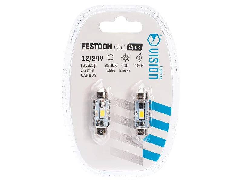 žarulja VISION Festoon SV8.5 36 mm 12/24V 2x 3570 SMD LED, CANBUS, bijela, 2 kom