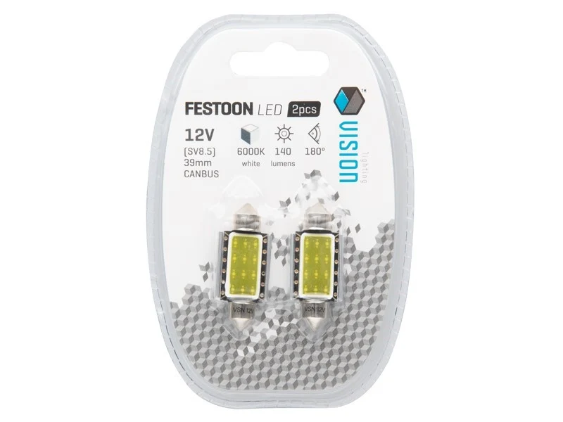 Žarulja VISION Festoon SV8.5 39 mm 12V 12V 1x COB LED, CANBUS, bijela, 2 kom
