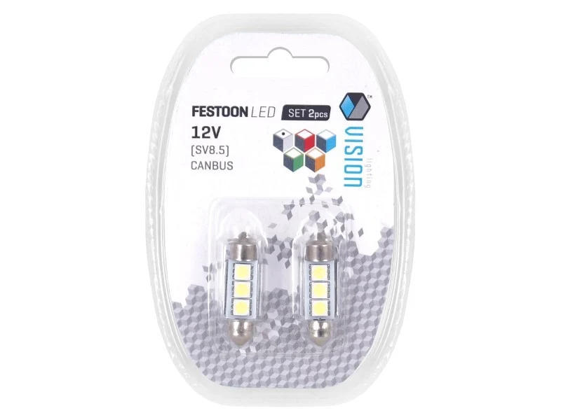Žarulja VISION Festoon SV8.5 36mm 12V 3x 5050 SMD LED, CANBUS, bijela, 2 kom