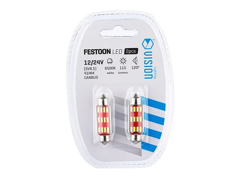 Žarulja VISION Festoon SV8.5 41mm 12/24V 12x 4014 SMD LED, CANBUS, bijela, 2 kom