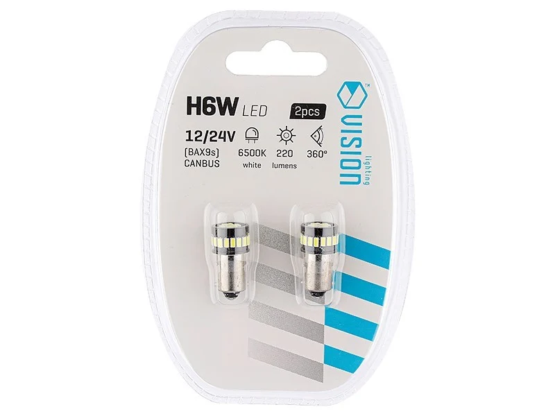 Žarulja VISION H6W BAX9s 12/24V 24x 3014 SMD LED, nepolarna, CANBUS, bijela, 2 kom