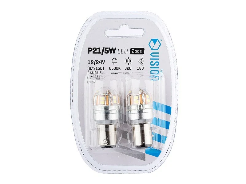 Žarulja VISION P21 / 5W BAY15d 12/24V 15x 2835 SMD OSRAM Chip, CANBUS, bijela, 2 kom