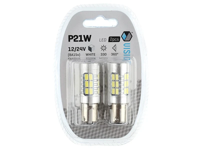 Žarulja VISION P21W BA15s 12/24V 27x 5730 SMD LED, s lećom, CANBUS, bijela, 2 kom