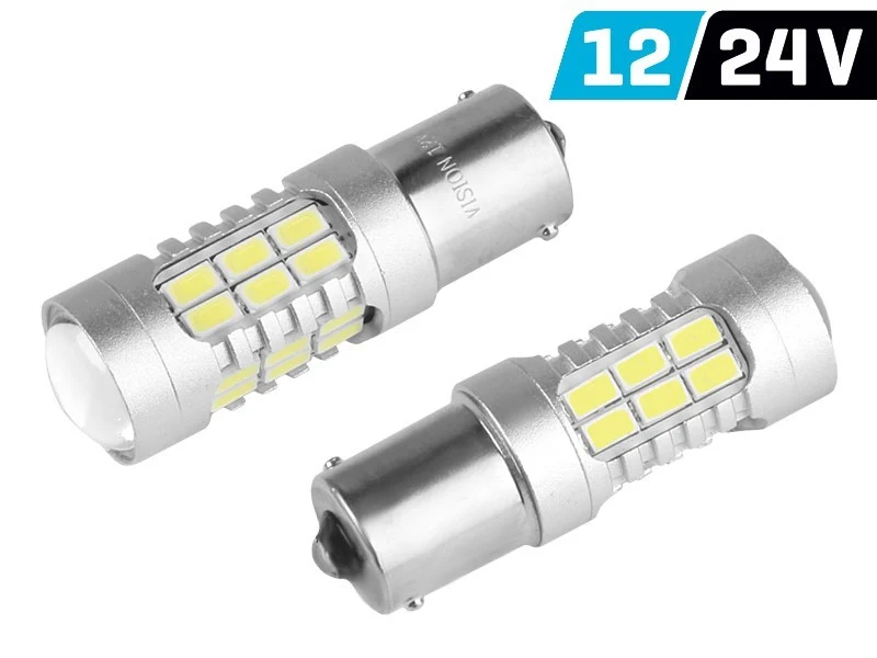 Žarulja VISION P21W BA15s 12/24V 27x 5730 SMD LED, s lećom, CANBUS, bijela, 2 kom