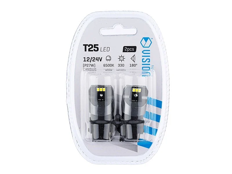 Žarulja VISION P27W (T25) 12/24V 6x 3020 SMD LED, nepolarna, CANBUS, bijela, 2 kom