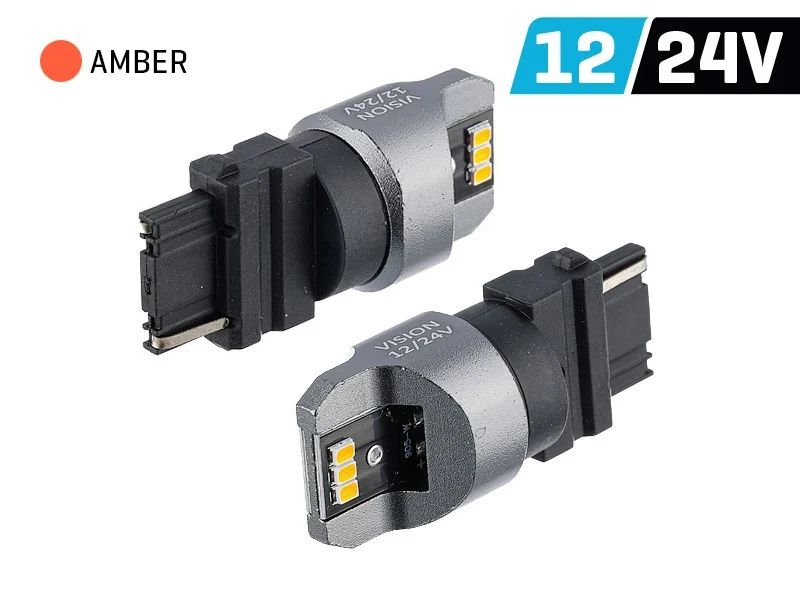 Žarulja VISION PY27W (T25) 12/24V 6x 3020 SMD LED, nepolarna, CANBUS, narančasta, 2 kom