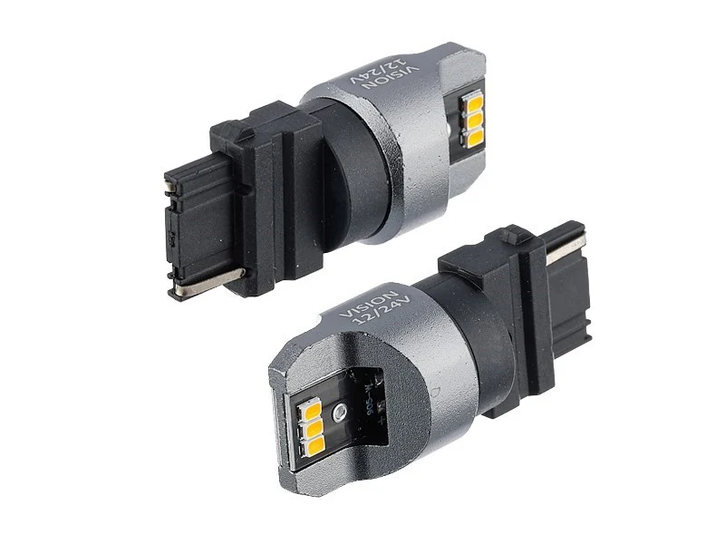 Žarulja VISION PY27W (T25) 12/24V 6x 3020 SMD LED, nepolarna, CANBUS, narančasta, 2 kom