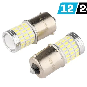 Žarulja VISION R5W / R10W BA15s 12/24V 54x 3014 SMD + 3x 3030 SMD LED, nepolarna, CANBUS, bijela, 2 kom