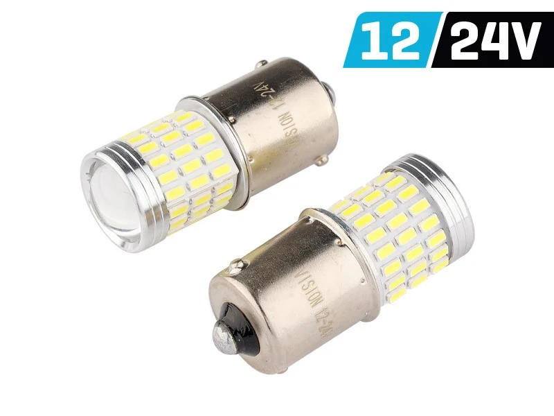 Žarulja VISION R5W / R10W BA15s 12/24V 54x 3014 SMD + 3x 3030 SMD LED, nepolarna, CANBUS, bijela, 2 kom