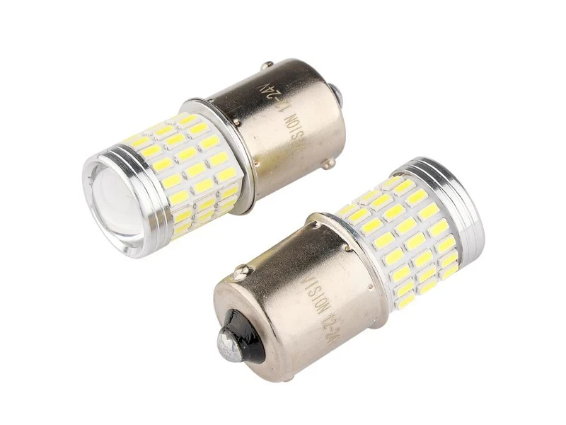 Žarulja VISION R5W / R10W BA15s 12/24V 54x 3014 SMD + 3x 3030 SMD LED, nepolarna, CANBUS, bijela, 2 kom