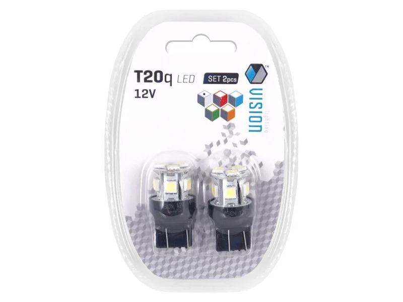 Žarulja VISION W21 / 5W (T20q) 12V 8x 5050 SMD LED, bijela, 2 kom