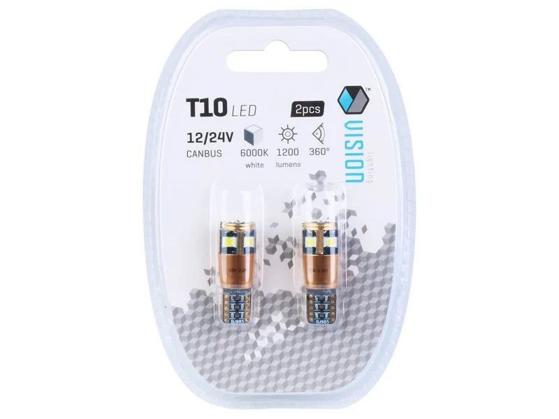 Žarulja VISION W5W (T10) 12/24V 10x 3030 SMD LED, nepolarna, CANBUS, bijela, 2 kom