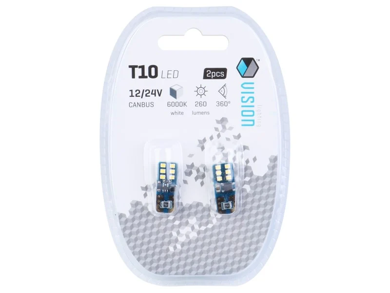 Žarulja VISION W5W (T10) 12/24V 12x 2016 SMD LED, nepolarna, CANBUS, bijela, 2 kom