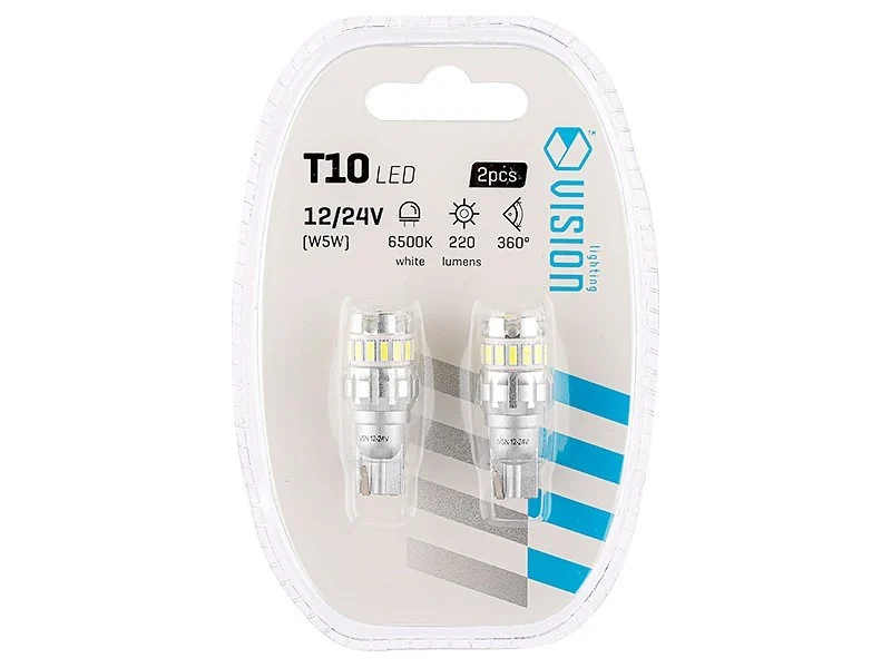 Žarulja VISION W5W (T10) 12/24V 15x 3014 + 3x 3030 SMD LED, nepolarna, CANBUS, bijela, 2 kom