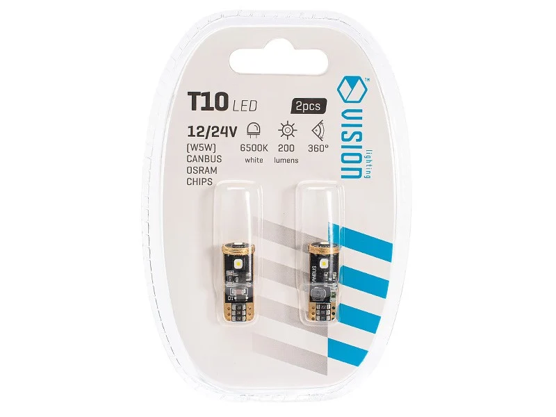 Žarulja VISION W5W (T10) 12/24V 3x 3838 SMD LED, CANBUS, bijela, 2 kom