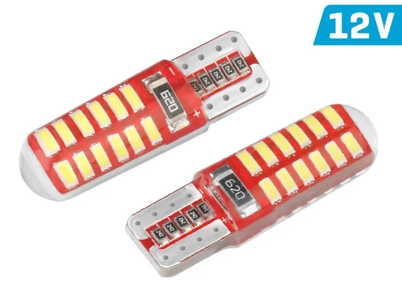 Žarulja VISION W5W (T10) 12V 24x 3014 SMD LED, CANBUS, silikonski držč žarulje, bijela, 2 kom