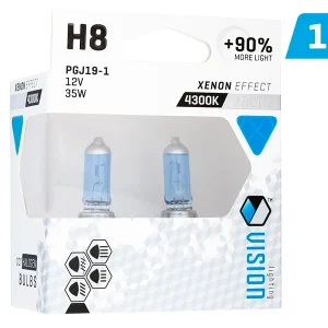 Žarulje VISION arktički bijele H8 12V 35W PGJ19-1 U E4 + 90%, 2 kom