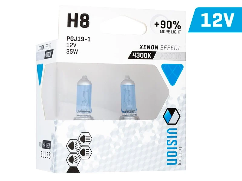 Žarulje VISION arktički bijele H8 12V 35W PGJ19-1 U E4 + 90%, 2 kom