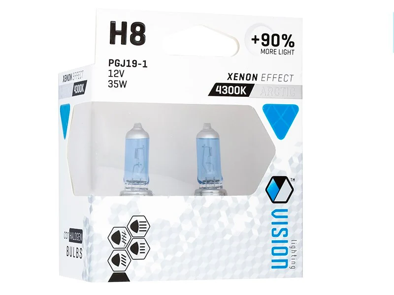 Žarulje VISION arktički bijele H8 12V 35W PGJ19-1 U E4 + 90%, 2 kom