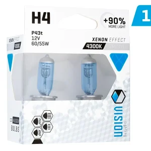 Žarulje VISION arktički bijele H4 12V 60 / 55W P43t U E4 + 90%, 2 kom