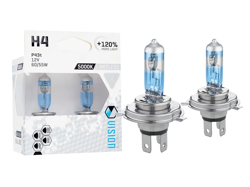 Žarulje VISION beskrajno bijele H4 12V 60 / 55W P43t U E4 + 120%, 2 kom