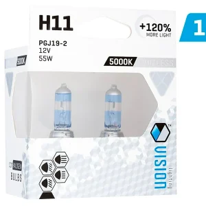 Žarulje VISION beskrajno bijele H11 12V 55W PGJ19-2 U E4 + 120%, 2 kom