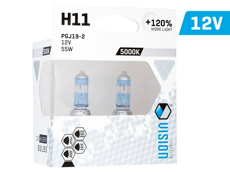 Žarulje VISION beskrajno bijele H11 12V 55W PGJ19-2 U E4 + 120%, 2 kom