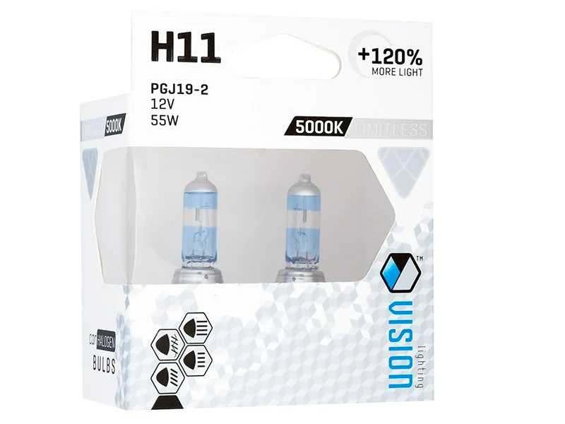 Žarulje VISION beskrajno bijele H11 12V 55W PGJ19-2 U E4 + 120%, 2 kom