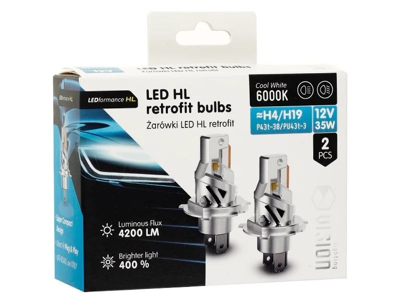 Žarulje VISION LED retrofit H4/H19 HL 12V 35W 4200 lm 6000K, 2 kom.