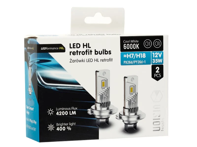 Žarulje VISION LED retrofit H7/H18 HL 12V 35W 4200 lm 6000K, 2 kom.