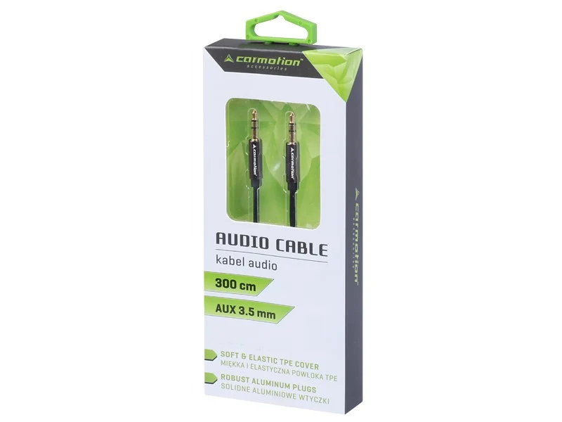Audiokabel, 300 cm, pleteni TPE, jack > jack (AUX 3,5 mm)