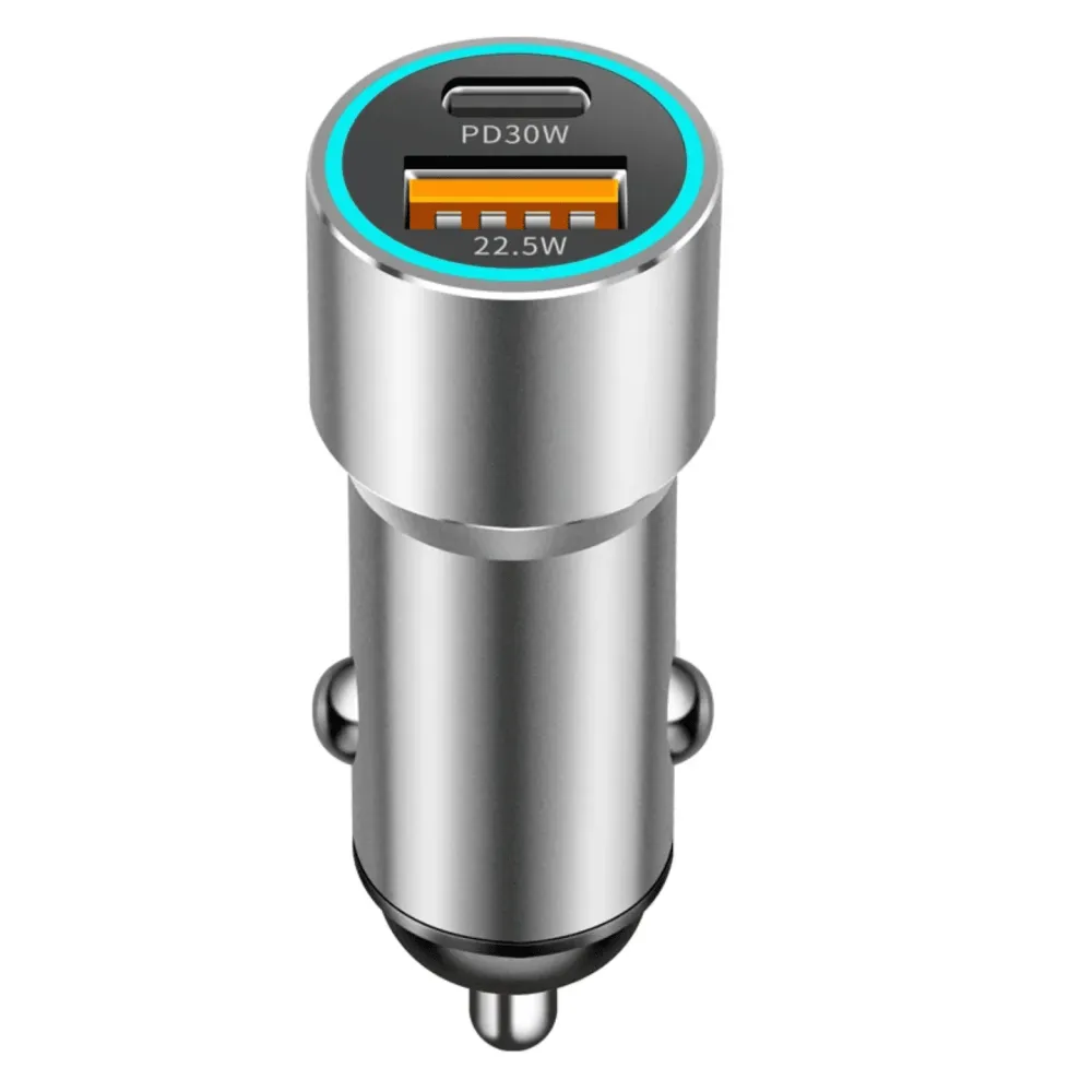 Auto punjač 30W PD + USB- 22.5W – Brzo punjenje za telefon i tablet