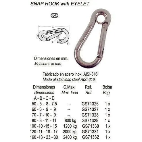 CARABINE-HOOK CLOS. 11MM. KL