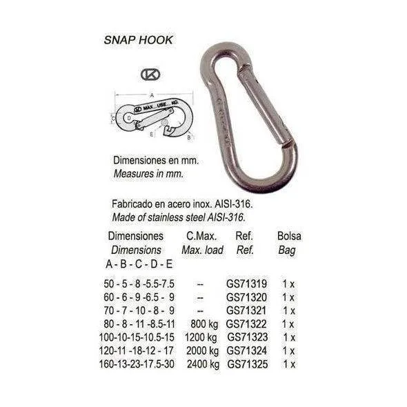 CARABINE-HOOK OPEN 6MM. KL