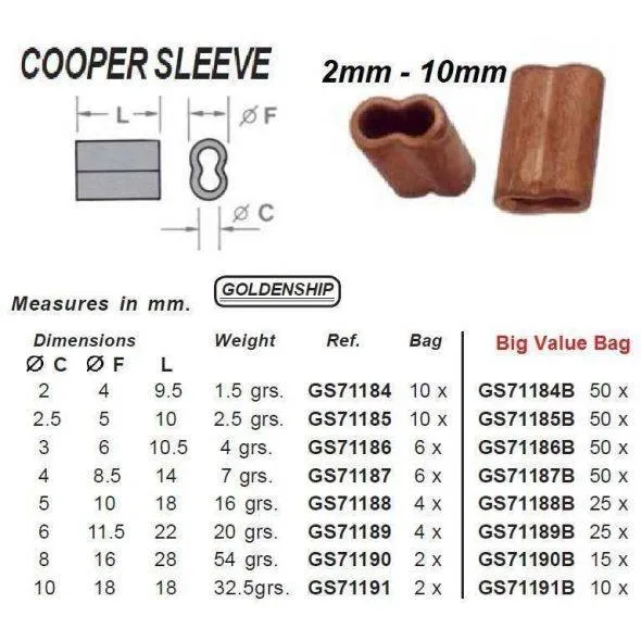 COOPER SLEEVE 3 MM (50)